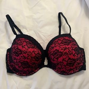 Hot pink and black bra